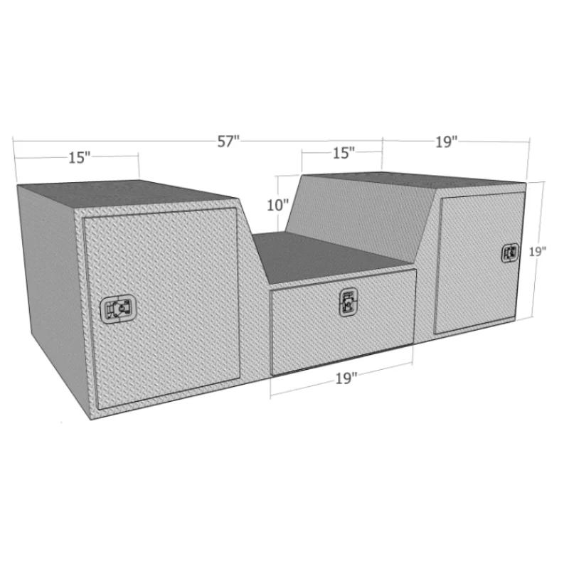 Brute 57" "V" Shape Goose Neck / Fifth Wheel Tailgate Box - Black Texture Coat Model RB257D-BT - Image 4