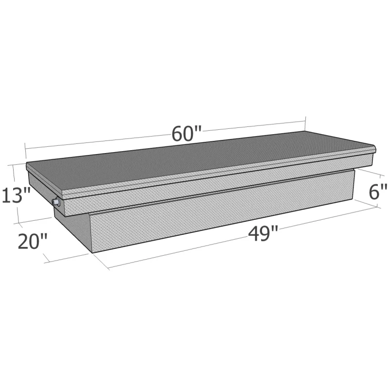 Brute Crossover Tool Box Single Lid Bright Aluminum Full Size Step Side & Down Size Shallow Depth Model RB154FL - Image 2