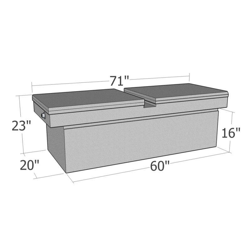 Brute Crossover Tool Box Gull Wing Lid Bright Aluminum Full Size Extra Deep Model RB157GW - Image 3