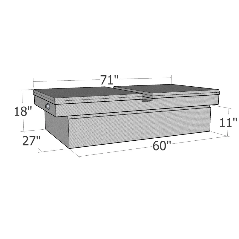 Brute Crossover Tool Box Gull Wing Lid Bright Aluminum Full Size Extra Wide Model RB114GW - Image 3