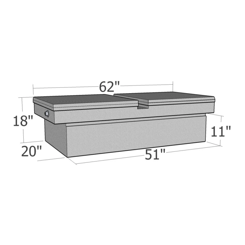 Brute Crossover Tool Box Gull Wing Lid Bright Aluminum Mid Size / Down Size Long Bed Only Model RB134GW - Image 3