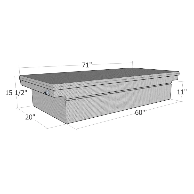 Brute Crossover Tool Box Low Profile Single Lid Bright Aluminum Full Size Standard Model RB121LP - Image 2