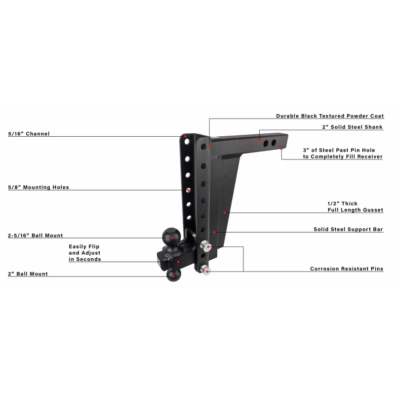 BulletProof Hitches 2.0" Extreme Duty 12" Drop/Rise Hitch Model ED2012 - Image 7