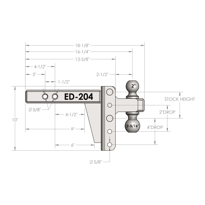 BulletProof Hitches 2.0" Extreme Duty 4" Drop/Rise Hitch Model ED204 - Image 8
