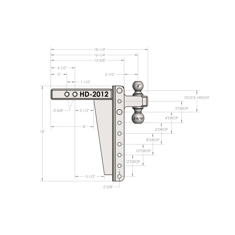 BulletProof Hitches 2.0" Heavy Duty 12" Drop/Rise Hitch Model HD2012 - Image 8