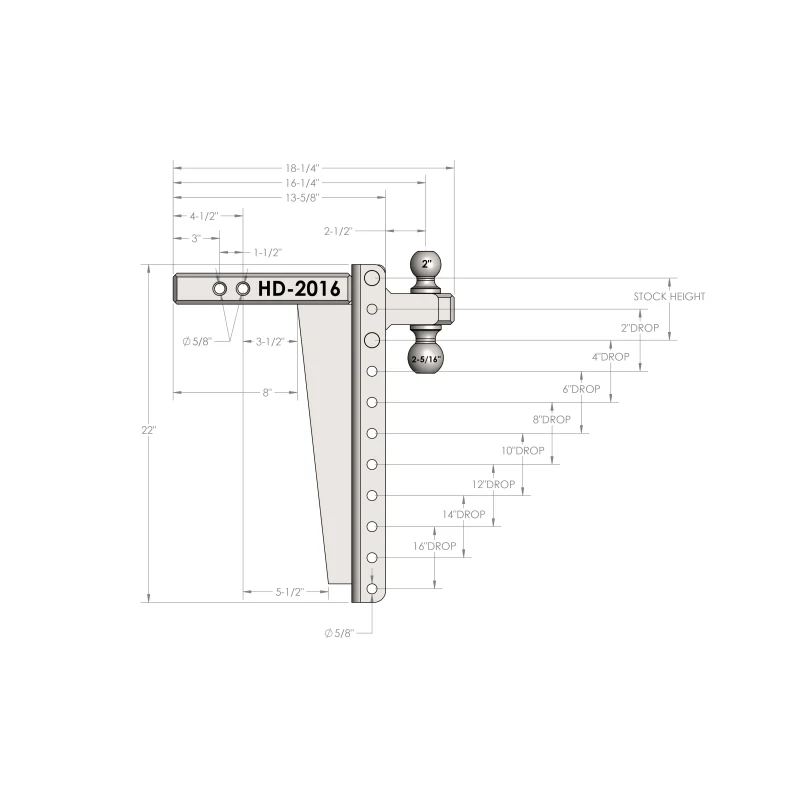 BulletProof Hitches 2.0" Heavy Duty 16" Drop/Rise Hitch Model HD2016 - Image 8