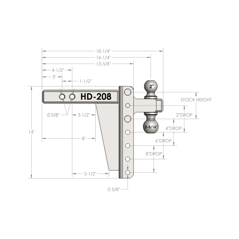 BulletProof Hitches 2.0" Heavy Duty 8" Drop/Rise Hitch Model HD208 - Image 9