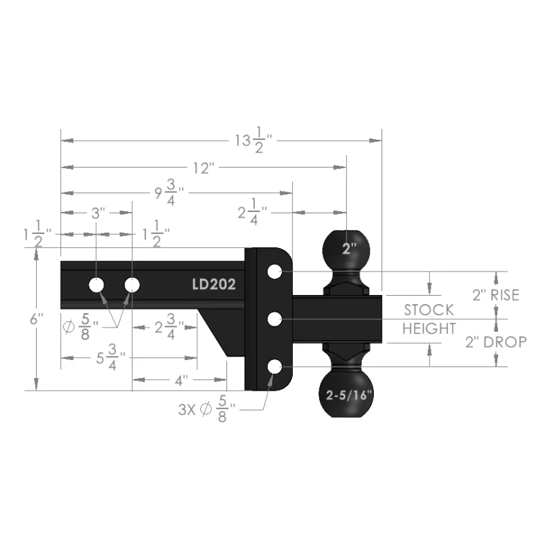 BulletProof Hitches 2.0" Light Duty 2" Drop/Rise Hitch Model LD202 - Image 8