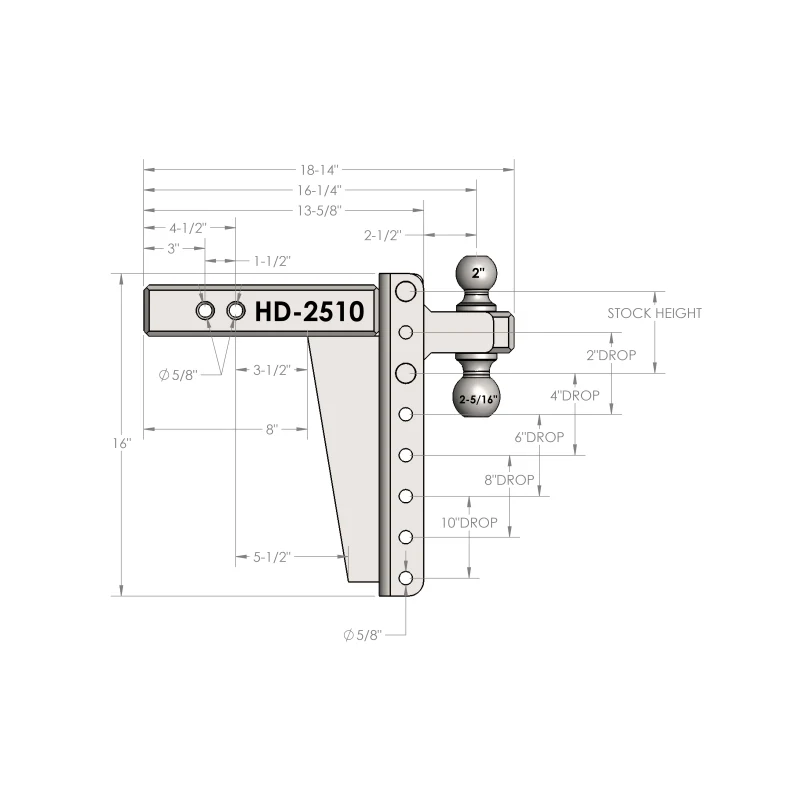 BulletProof Hitches 2.5" Heavy Duty 10" Drop/Rise Hitch Model HD2510 - Image 8