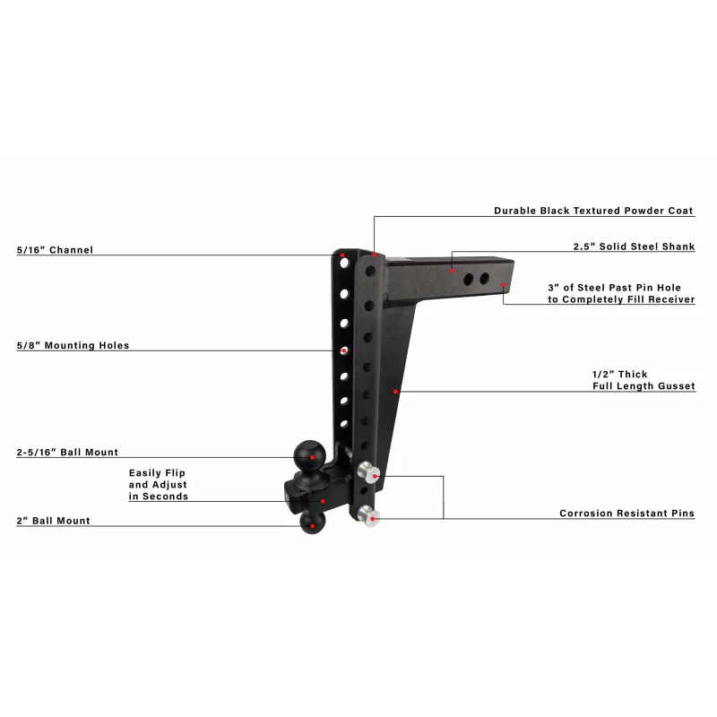 BulletProof Hitches 2.5" Heavy Duty 14" Drop/Rise Hitch Model HD2514 - Image 7