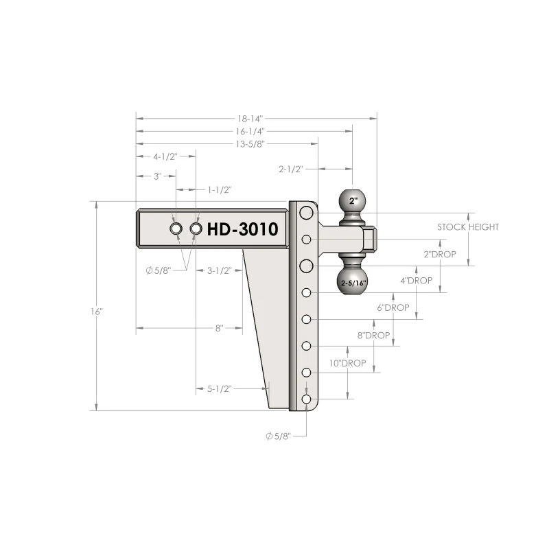 BulletProof Hitches 3.0" Heavy Duty 10" Drop/Rise Hitch Model HD3010 - Image 8