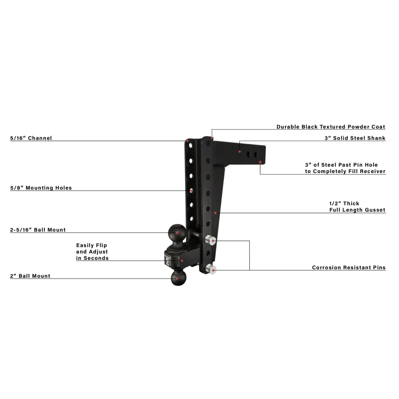 BulletProof Hitches 3.0" Heavy Duty 12" Drop/Rise Hitch Model HD3012 - Image 7
