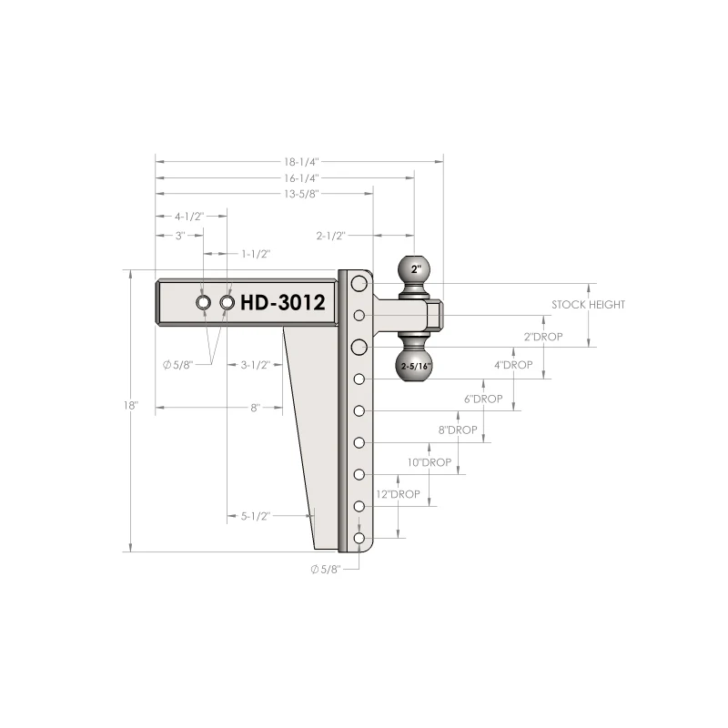 BulletProof Hitches 3.0" Heavy Duty 12" Drop/Rise Hitch Model HD3012 - Image 8
