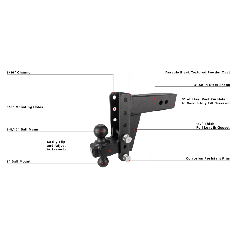 BulletProof Hitches 3.0" Heavy Duty 6" Drop/Rise Hitch Model HD306 - Image 7