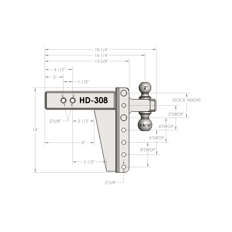 BulletProof Hitches 3.0" Heavy Duty 8" Drop/Rise Hitch Model HD308 - Image 8