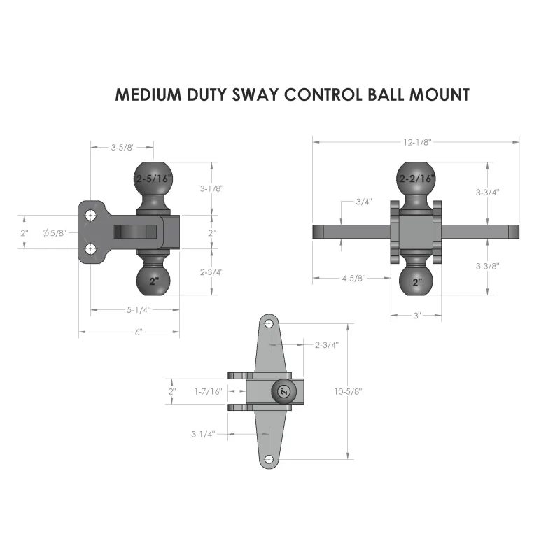 BulletProof Hitches Medium Duty Sway Control Ball Mount Model MDSWAYCONTROLBALL - Image 6