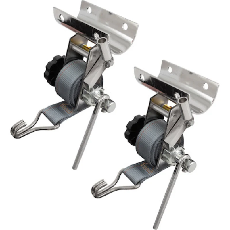 Buyers Products 1-1/2 Inch x 7 Foot Stainless Steel Ladder Rack Ratchet Tie Down Tube Mount with Double J Hooks Model 5480008