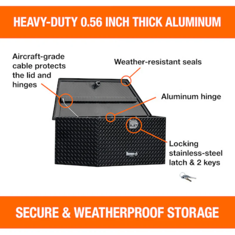 Buyers Products 49 Inch Wide Gloss Black Diamond Tread Aluminum Trailer Tongue Truck Box Model 1721388 - Image 8