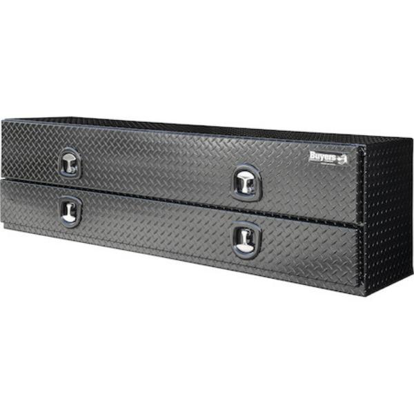 Buyers Products Flatbed Contractor Top Mount Truck Box With Drop Down Doors 96" Gloss Black Aluminum Model 1721593 - Image 4