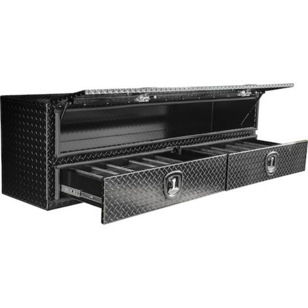 Buyers Products Flatbed Contractor Top Mount Truck Box With Drawers 88" Gloss Black Aluminum Model 1721683 - Image 3