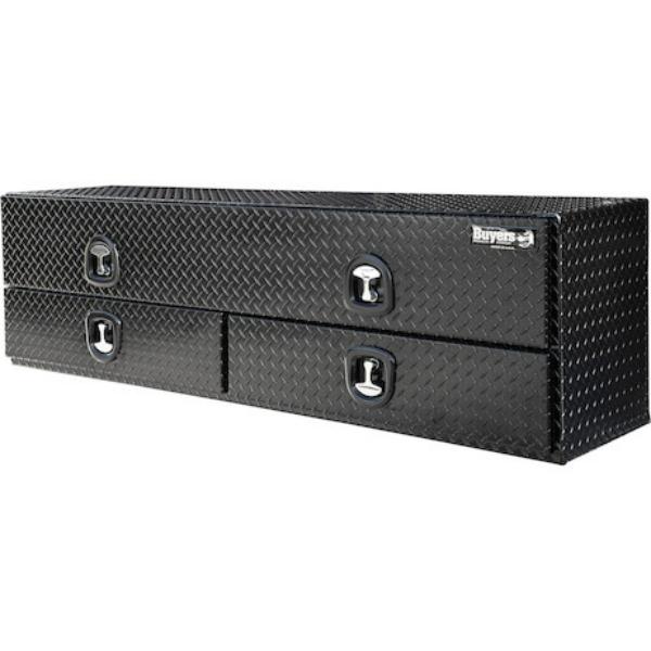 Buyers Products Flatbed Contractor Top Mount Truck Box With Drawers 88" Gloss Black Aluminum Model 1721683 - Image 5