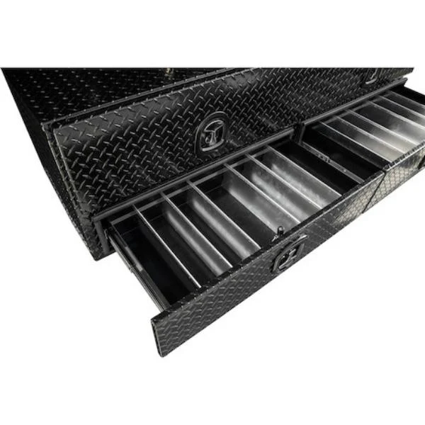Buyers Products Flatbed Contractor Top Mount Truck Box With Drawers 88" Gloss Black Aluminum Model 1721683 - Image 7