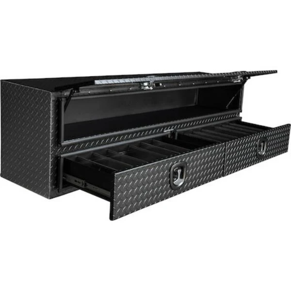 Buyers Products Flatbed Contractor Top Mount Truck Box With Drawers 72" Matte Black Aluminum Model 1722678 - Image 3
