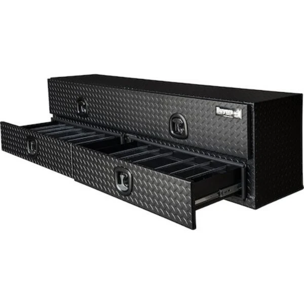 Buyers Products Flatbed Contractor Top Mount Truck Box With Drawers 72" Matte Black Aluminum Model 1722678 - Image 6