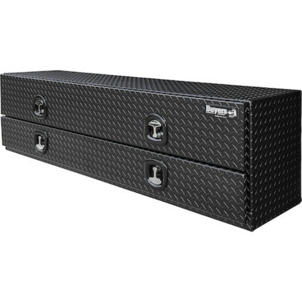Buyers Products Flatbed Contractor Top Mount Truck Box With Drop Down Doors 72" Matte Black Aluminum Model 1722578 - Image 4