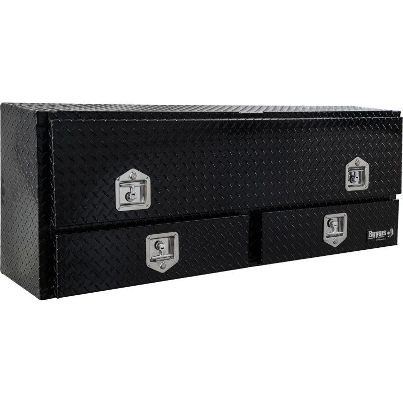 Buyers Products Pickup Contractor Top Mount Truck Box With Drawers 60" Gloss Black Aluminum 1725631