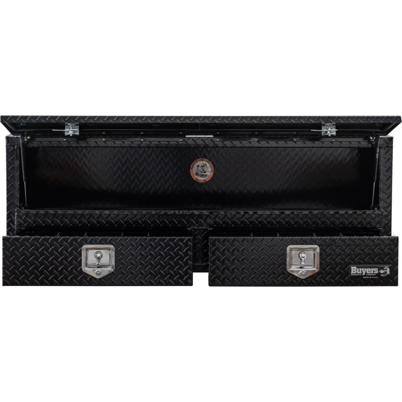 Buyers Products Pickup Contractor Top Mount Truck Box With Drawers 60" Gloss Black Aluminum 1725631 - Image 9