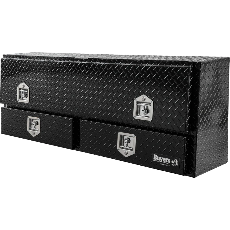 Buyers Products Pickup Contractor Top Mount Truck Box With Drawers 96" Gloss Black Aluminum 1725661 - Image 4