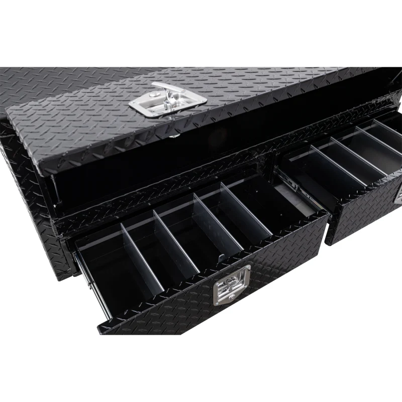 Buyers Products Pickup Contractor Top Mount Truck Box With Drawers 96" Gloss Black Aluminum 1725661 - Image 5