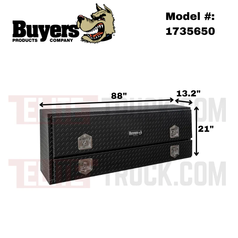 Buyers Products Pickup Contractor Top Mount Truck Box With Drop Down Doors 88" Aluminum Model 1735650 - Image 2