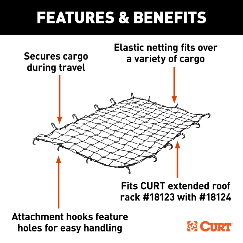CURT 64" x 36" Elastic Cargo Net for Roof Basket Model 18219 - Image 3