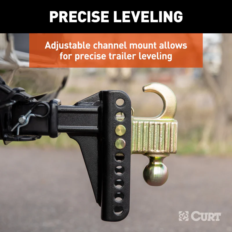 CURT Adjustable Channel Mount with Hook & Step Dual-Ball - 2" Shank, 14K, 6" Drop Model 45904 - Image 6