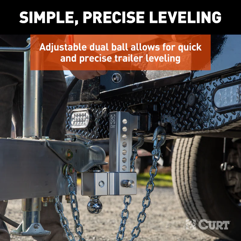 CURT AlumaLite Adjustable Aluminum Hitch with Dual Ball, 7-1/2" Drop Model 45365 - Image 3
