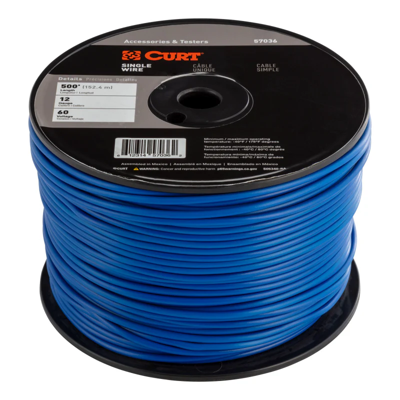 CURT Automotive Primary Wire, Blue 500' Spool Model 57036 - Image 2