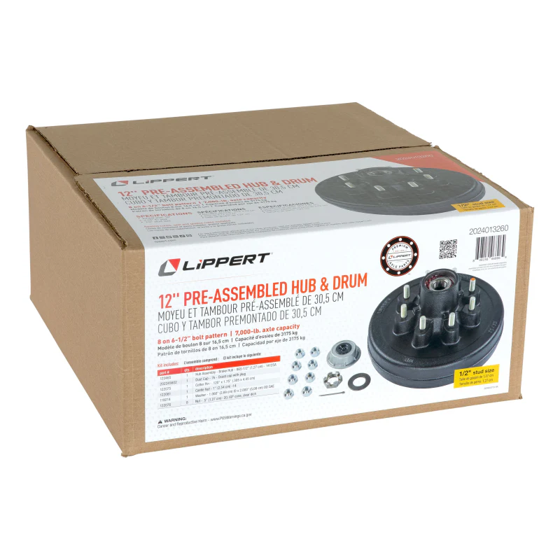 CURT Complete Pre-Greased Hub with Lug Nuts - 7,000-lb. Axles, 1/2” Stud #2024013260 Model 2024013260 - Image 3