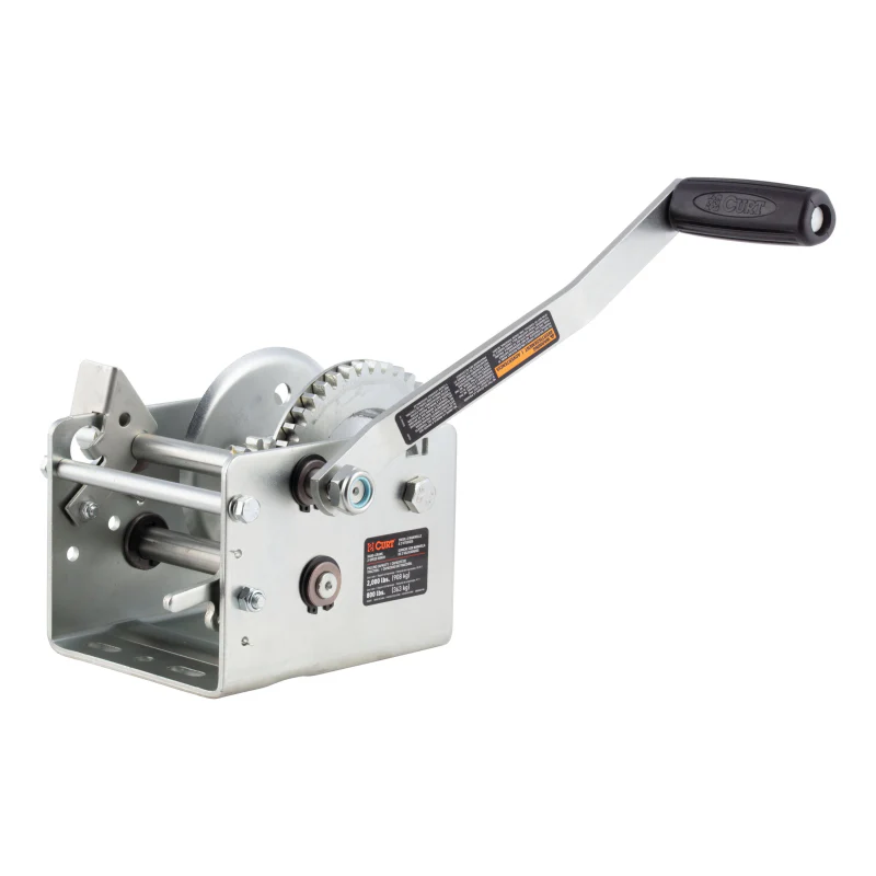 CURT Hand-Crank 2-Speed Winch, 2,000 lbs, 10.25:1 Low Gear Ratio, 10.6" Handle Model 29520