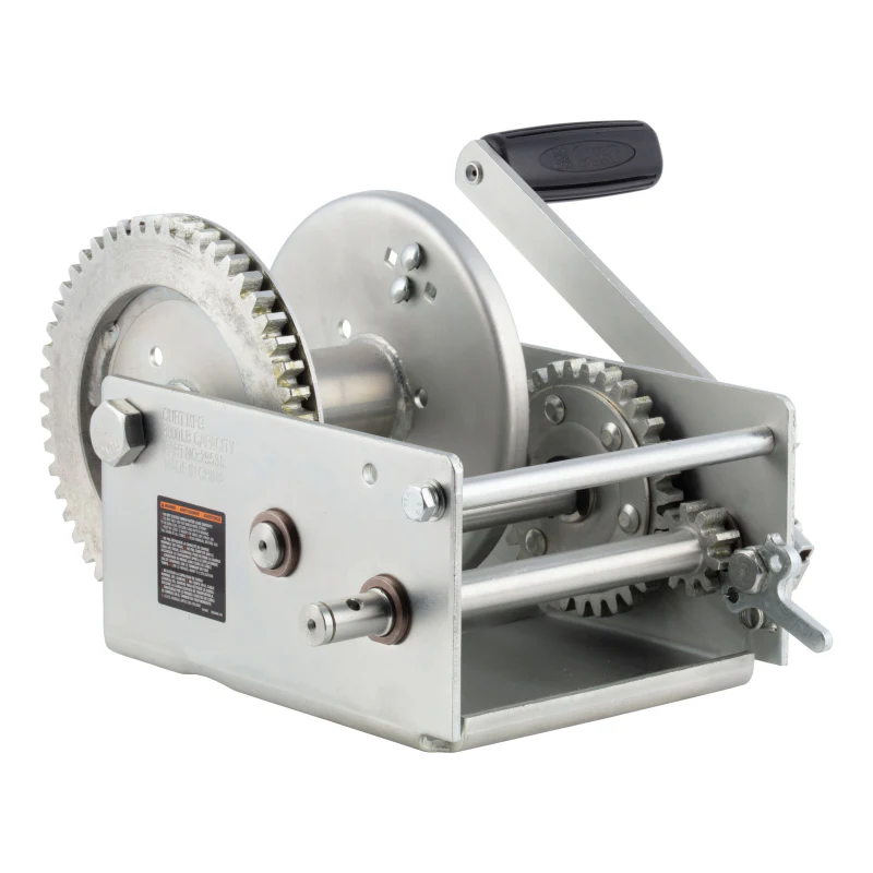 CURT Hand-Crank 2-Speed Winch, 3,800 lbs, 15.8:1 Low Gear Ratio, 9.6" Handle Model 29538 - Image 2