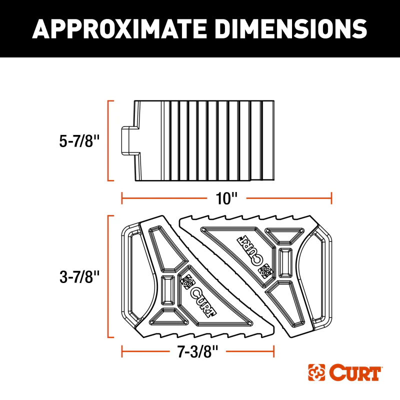 CURT HD Wheel Chocks 2-Pack with Mounting Bracket Model 22802 - Image 7