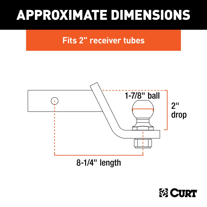 CURT Loaded Ball Mount with 1-7/8" Ball, Imported (2" Shank, 3,500 lbs., 2" Drop) Model 45834 - Image 6