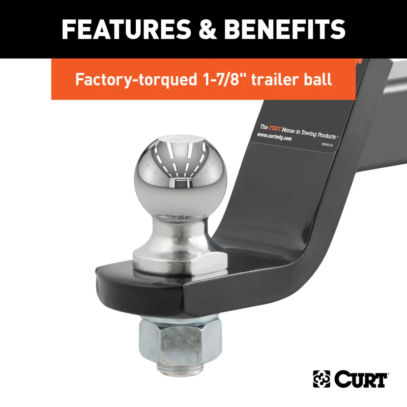CURT Loaded Ball Mount with 1-7/8" Ball, Imported (2" Shank, 3,500 lbs., 4" Drop) Model 45855 - Image 4