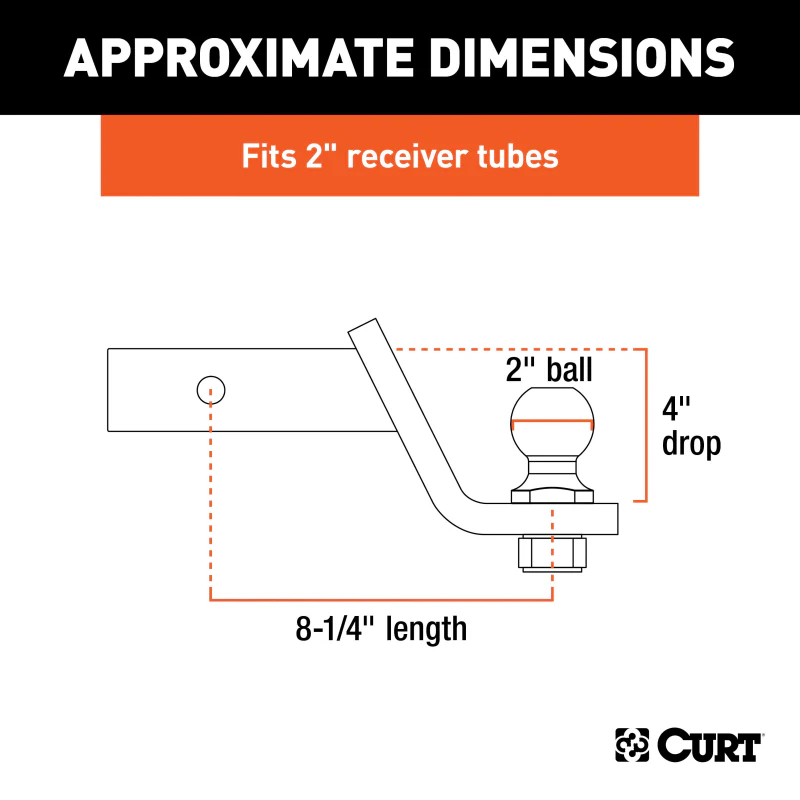 CURT Loaded Ball Mount with 2" Ball, Imported (2" Shank, 7,500 lbs., 4" Drop) Model 45856 - Image 6