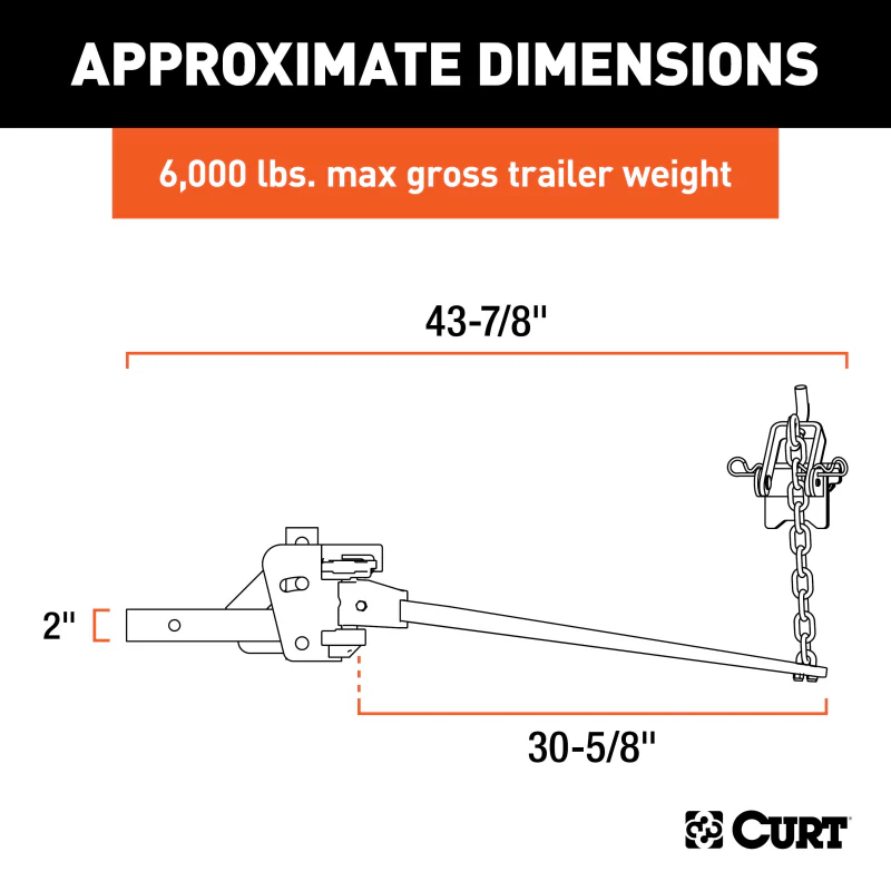 CURT Long Trunnion Bar Weight Distribution Hitch (5K - 6K lbs., 30-5/8" Bars) Model 17300 - Image 9