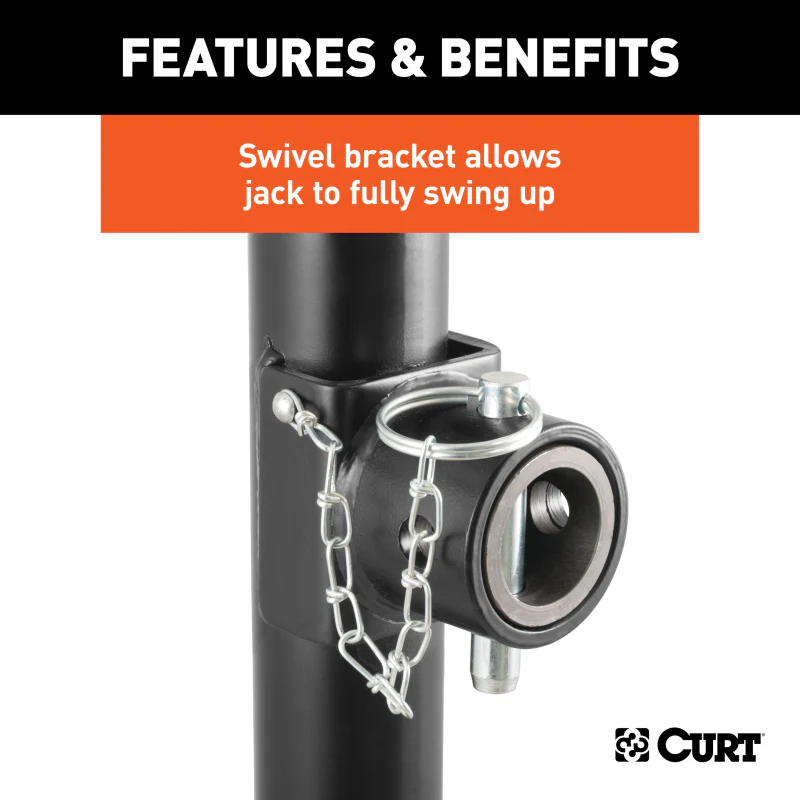 CURT Pipe-Mount Swivel Trailer Jack with Top Handle 5,000 lbs, 10" Travel Model 25006 - Image 3