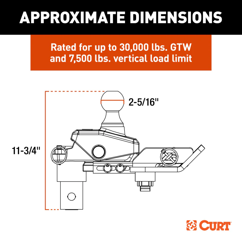 CURT RockerBall Multi-Fit OEM Puck System Gooseneck Ball with 4" Offset Model 60668 - Image 9