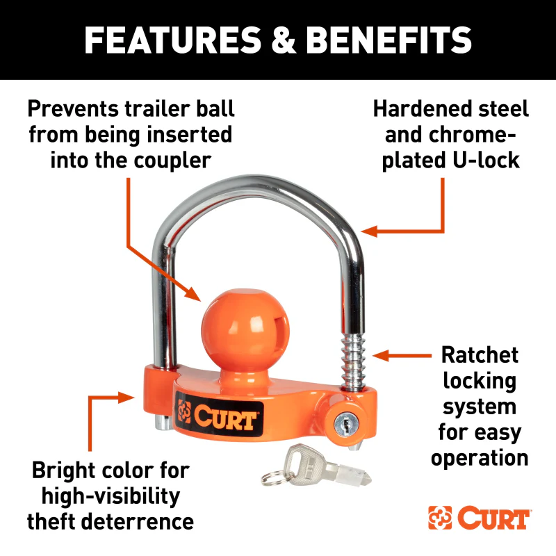 CURT Universal Trailer Coupler Lock, Keyed Alike Model 23090-KA - Image 4