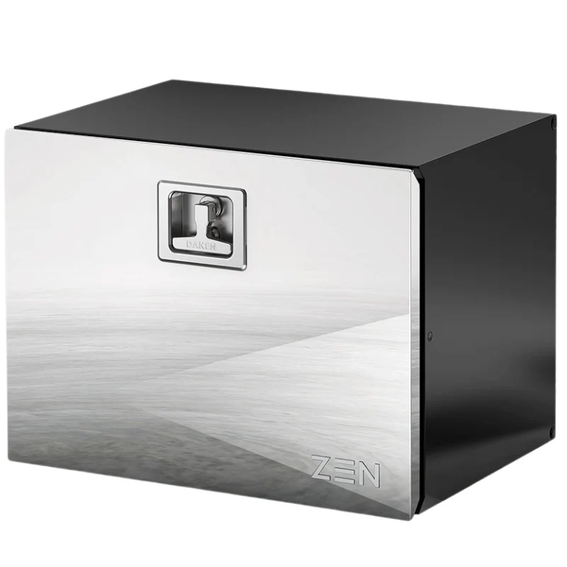 DAKEN Zen Series 24x18x18 Underbody Toolbox Black Steel Body Polished Stainless Door Model 8Z4220002